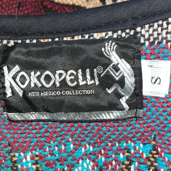 Vintage 90's KOKOPELLI Western Artsy Navajo Design Woven Jacket -Made in USA - S - Picture 7 of 9